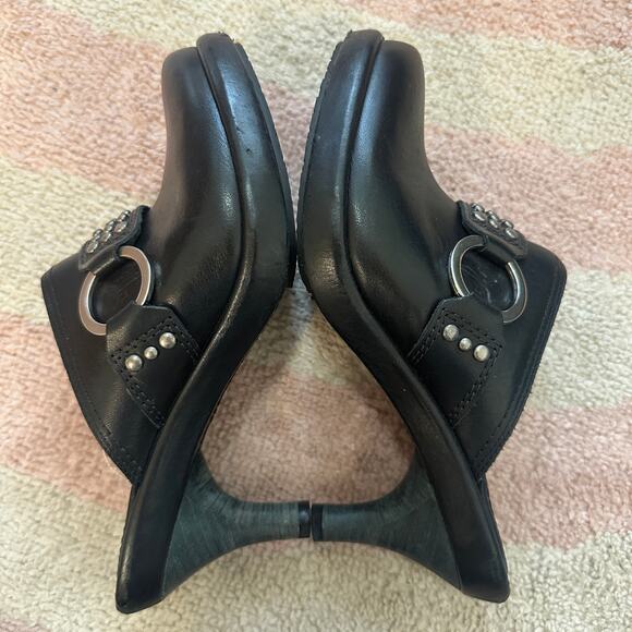 Frye Shelby Black Studded Ring‎ Mule Clogs Heeled Slip-On Leather Western Boho - Picture 6 of 9